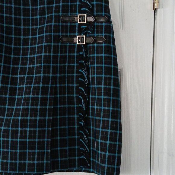 Norton McNaughton black turquoise fringe midi skirt Sz 12 - Picture 2 of 4